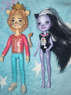 Enchantimals Purple Cat Girl & Lion Prince Doll Set - Purple, Teal, Pink